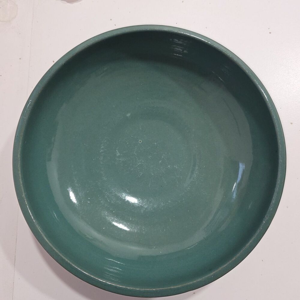 1940s Red Wing Pottery Dancing Peasants Green Art Pottery‎ Serving Bowl